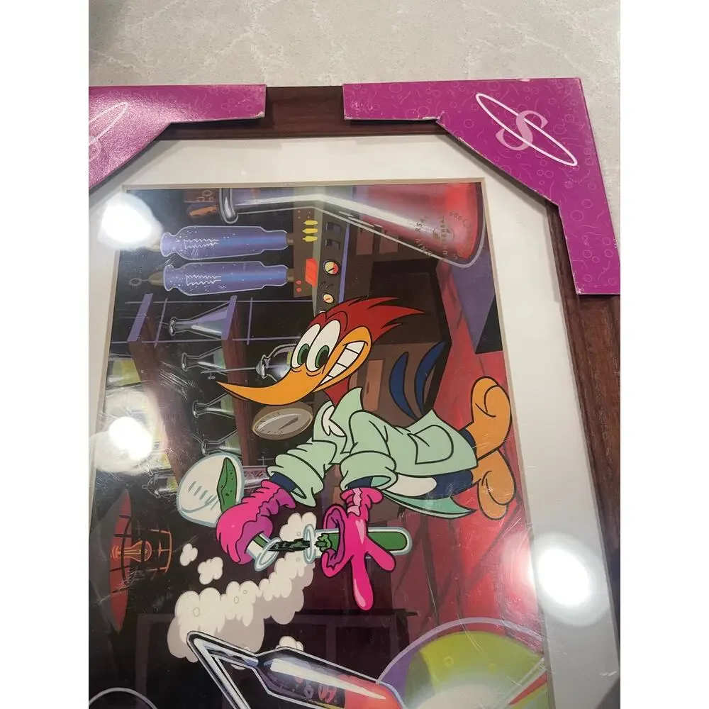 Woody Woodpecker wood framed animation art print lab scene cartoon wall decor